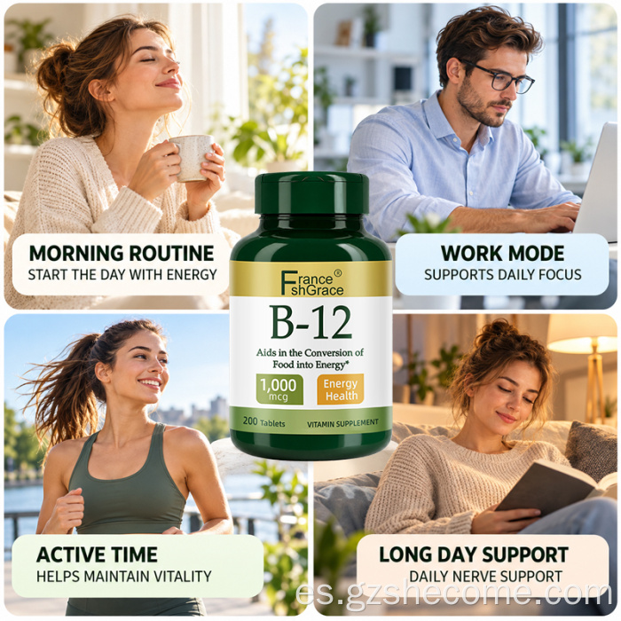 Shecome Vitamina B12 Tabletas Apoyo al metabolismo energético